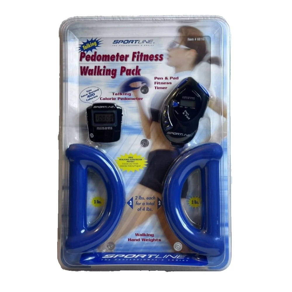 Sportline Fitness Walking Pack Talking Calorie Pedometer Hand Weights New Sealed